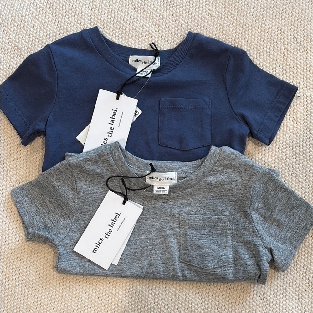 Miles the Label 12 month Blue and Gray T-Shirts